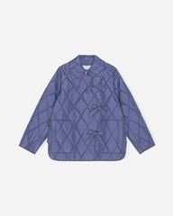 Ripstop Quilt Asymmetric Jacket - Gray Blue
