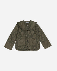 Ripstop Quilt Frill Collar Jacket - Kalamata