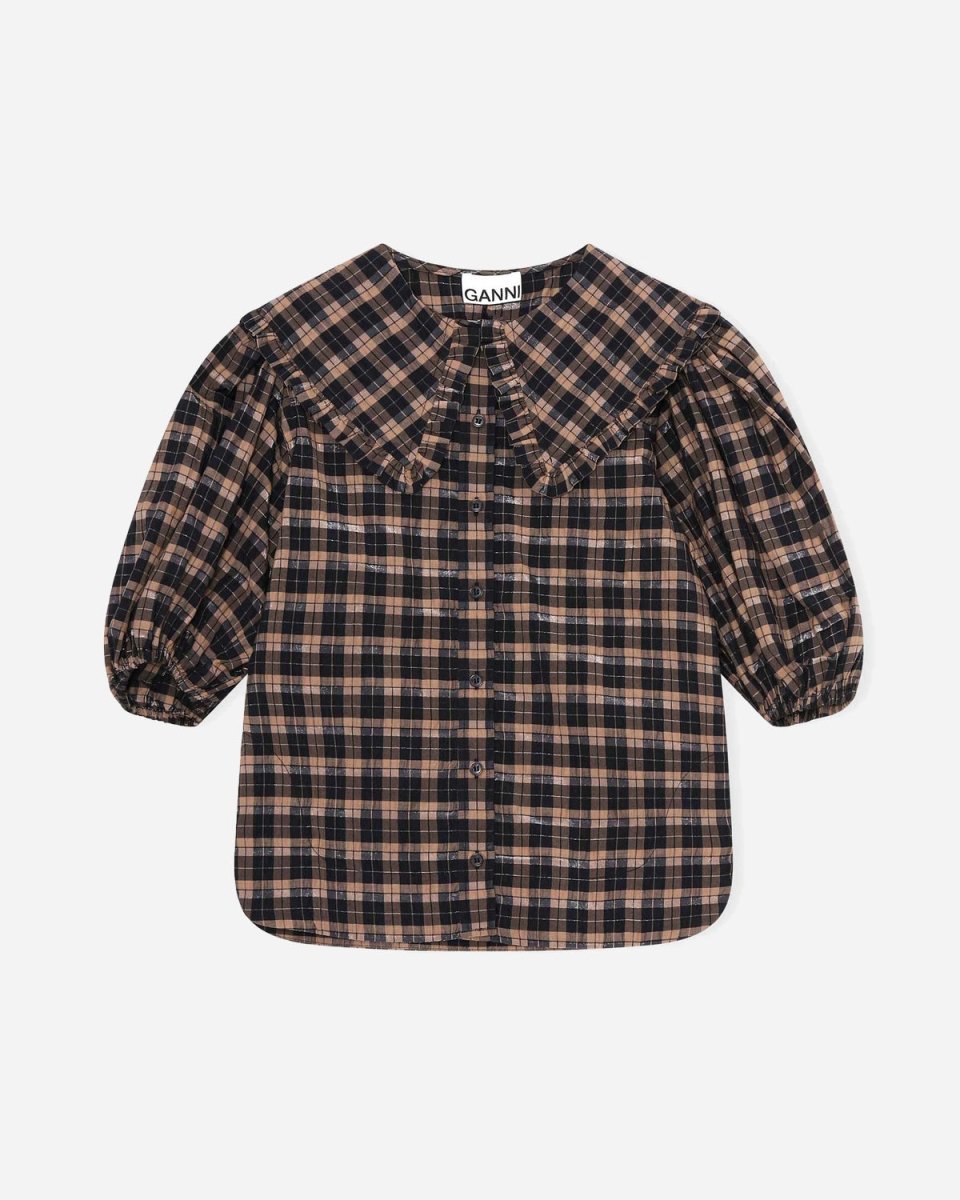 Seersucker Check Shirt - Fossil - Munk Store