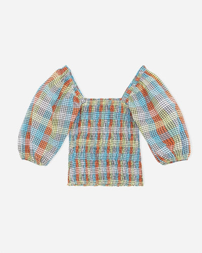 Seersucker Check Smock Top - Multicolour - Munk Store