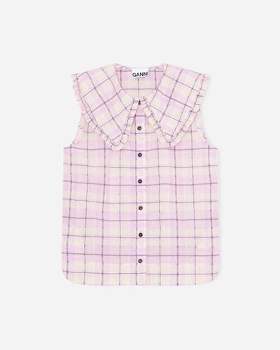 Seersucker Sleeveless Shirt - Orchid Bloom - Munk Store
