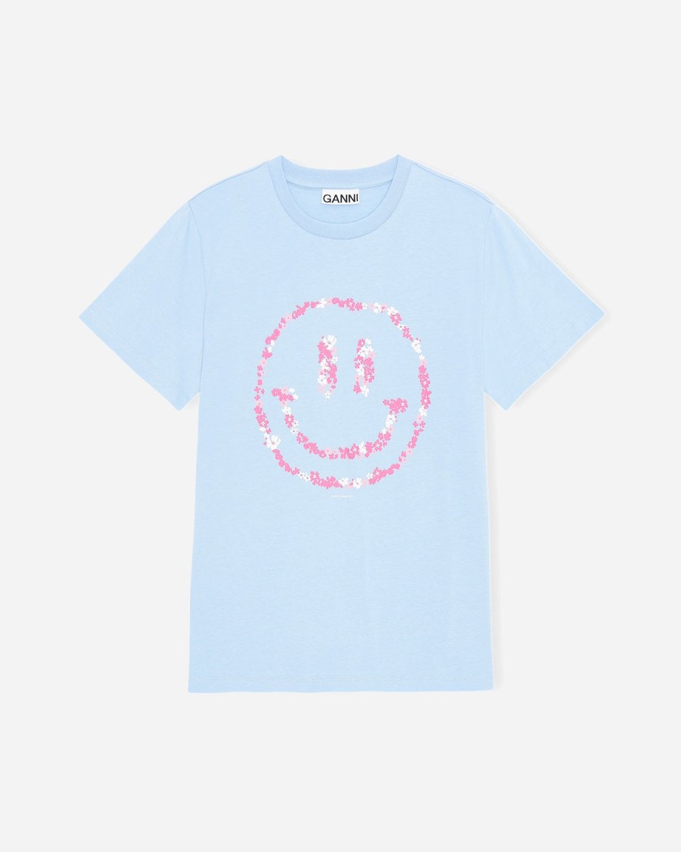 Smiley O-neck Relaxed T-shirt - Placid Blue - Munk Store