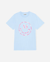 Smiley O-neck Relaxed T-shirt - Placid Blue