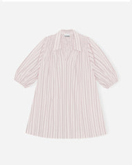 Stripe Cotton V-neck Mini Dress - Shrinking Violet