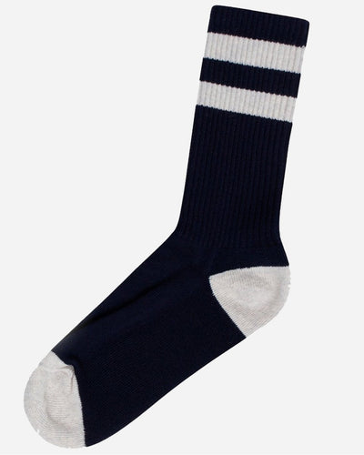 Striped Merino Socks - Navy/Pastel Grey - Munk Store