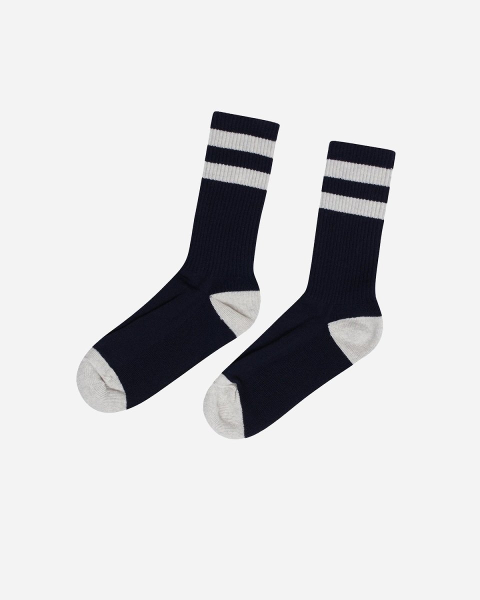 Striped Merino Socks - Navy/Pastel Grey - Munk Store