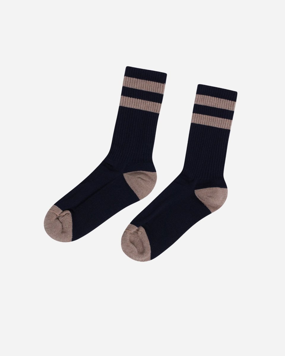 Striped Merino Socks - Navy/Sand - Munk Store