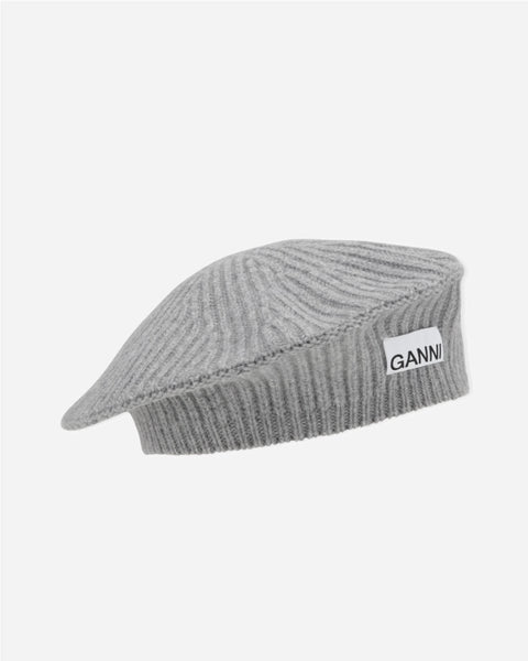 Structured Rib Beret - Paloma Melange fra Ganni | Munk Store