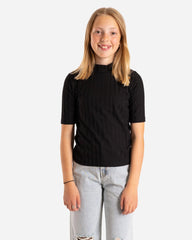 Teen Dot Rib Tee - Jet Black