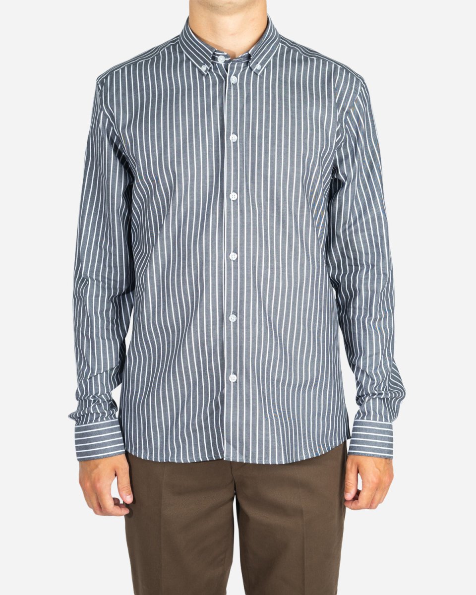 Trime Stripe Shirt - Grey/White - Munk Store