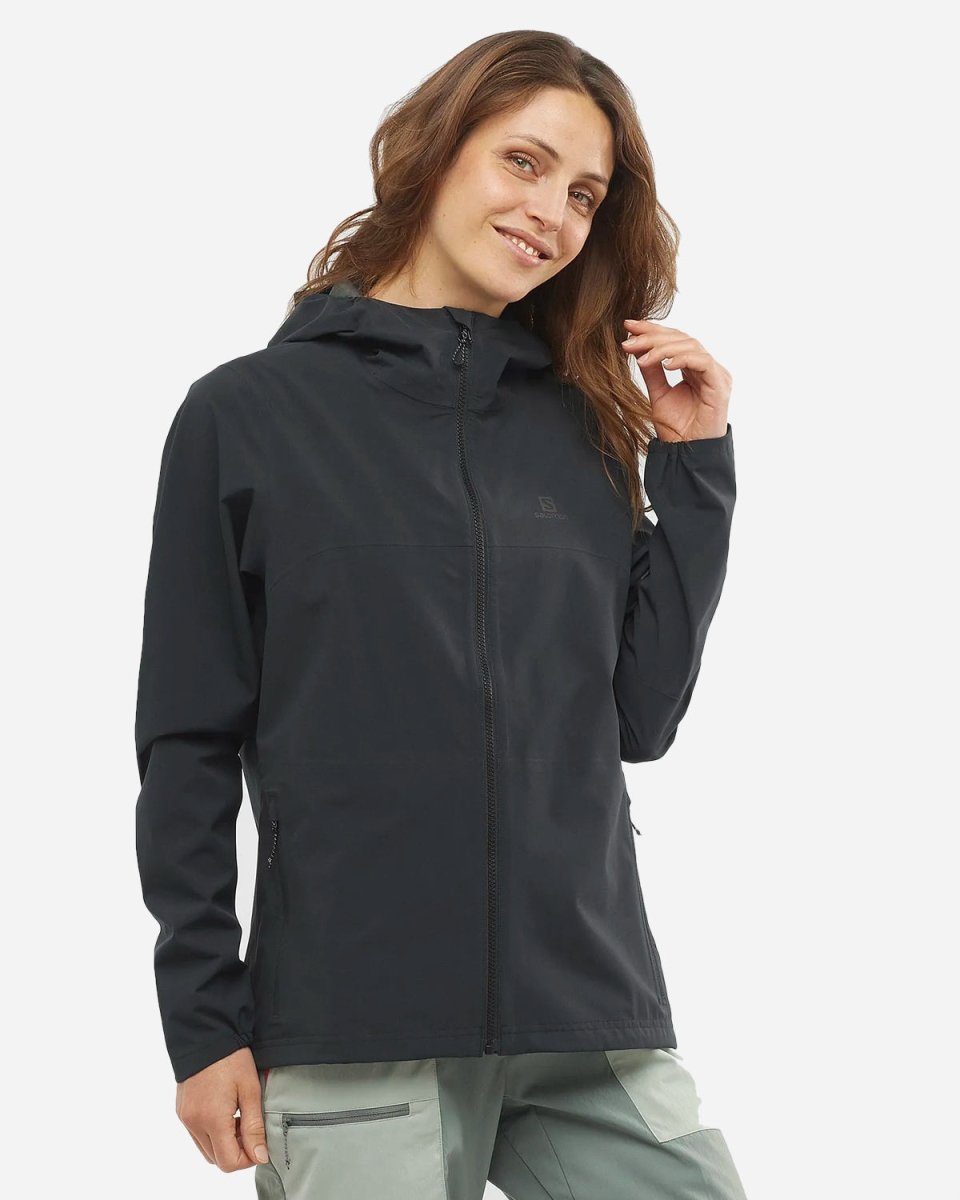 W Essential Waterproof Jacket Black fra Salomon Munk