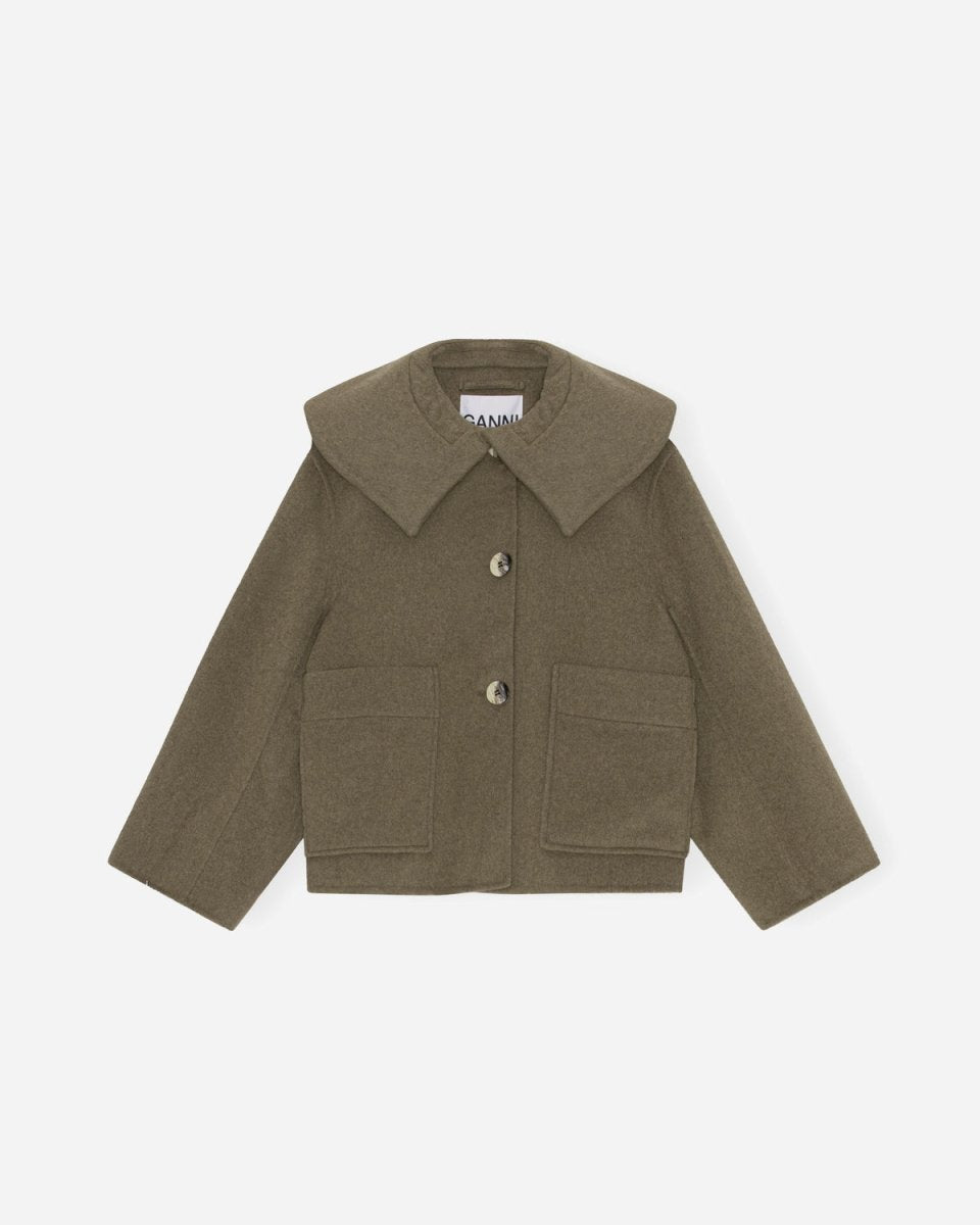 Wool Big Collar Jacket - Petrified Oak - Munk Store