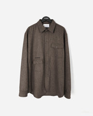 Wool Boxed Overshirt - Brown Melange